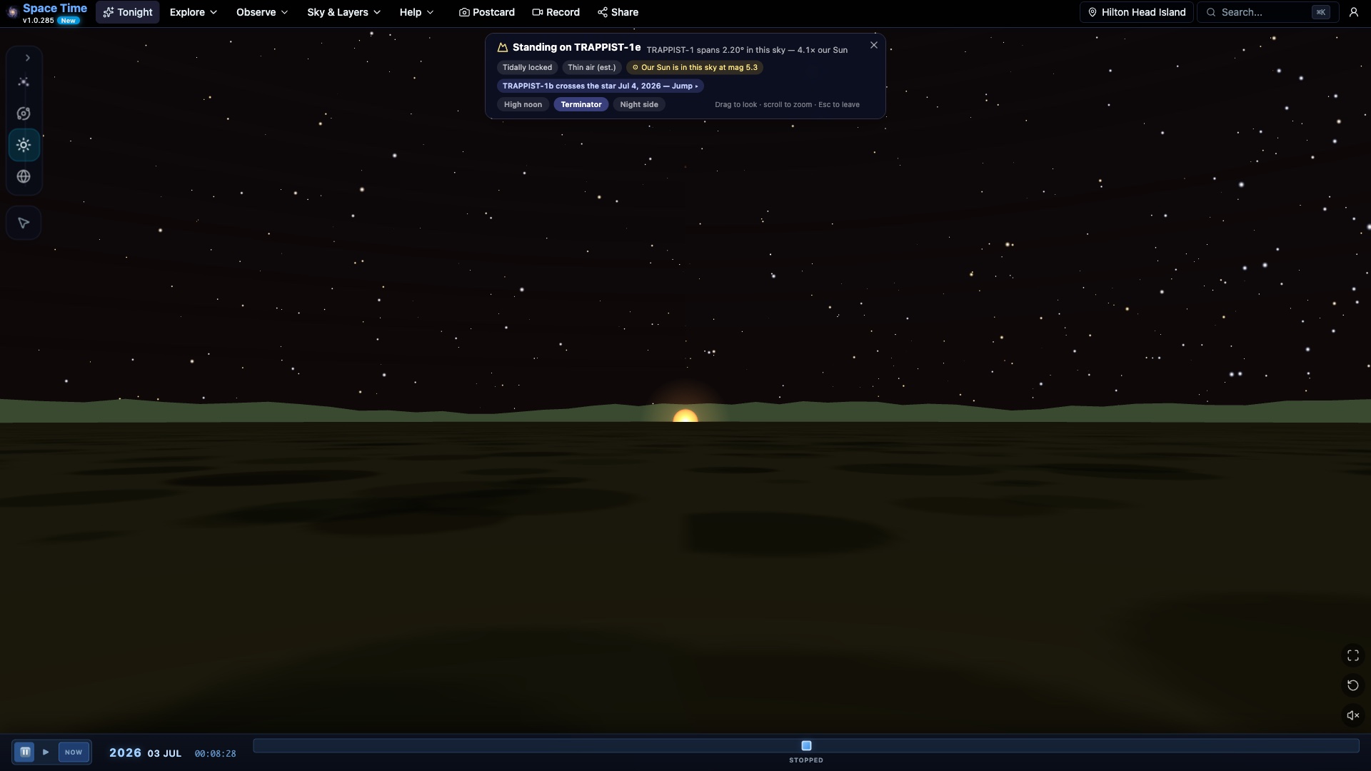 The sky from the surface of an exoplanet