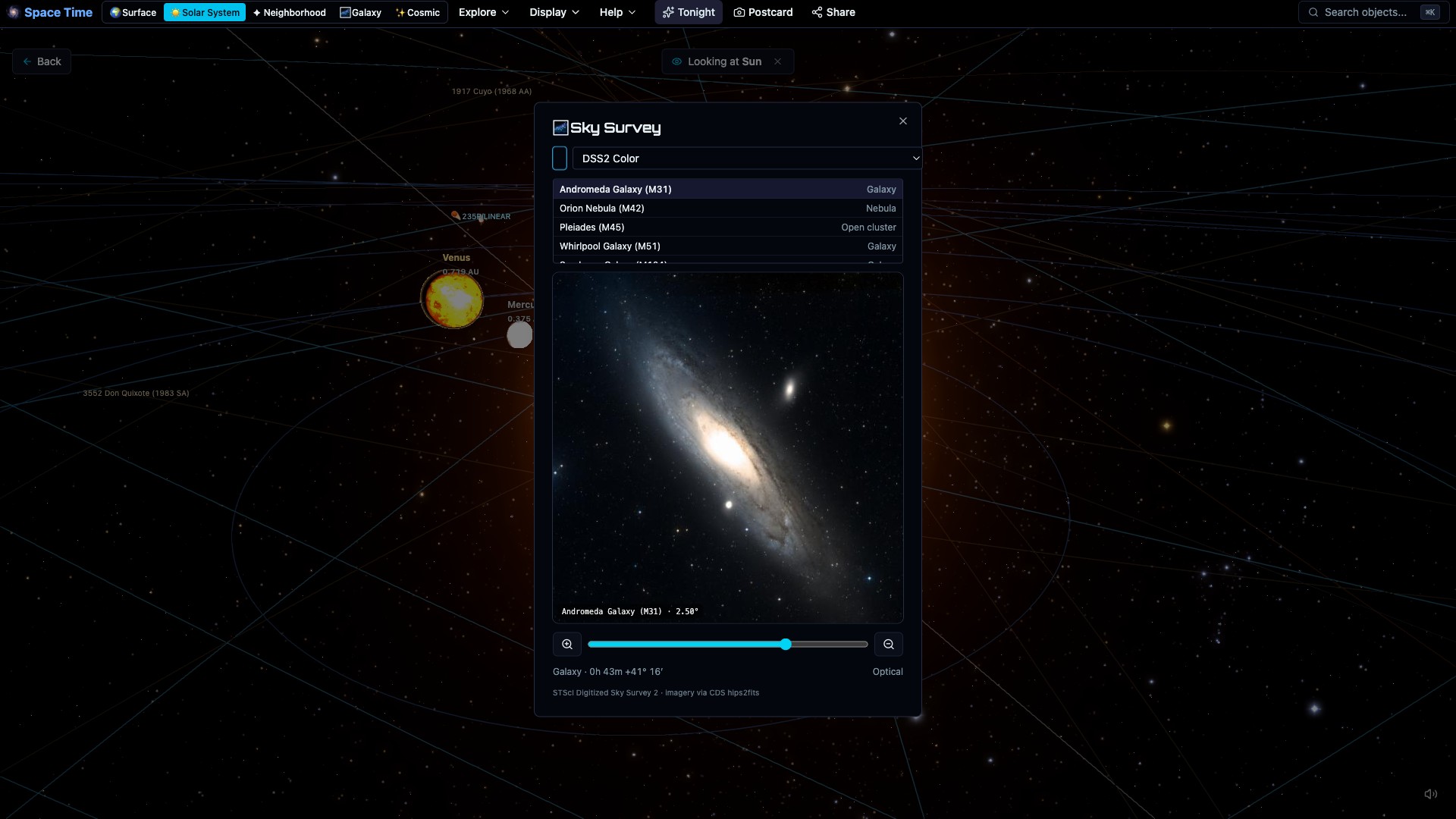 Andromeda Galaxy with real survey imagery