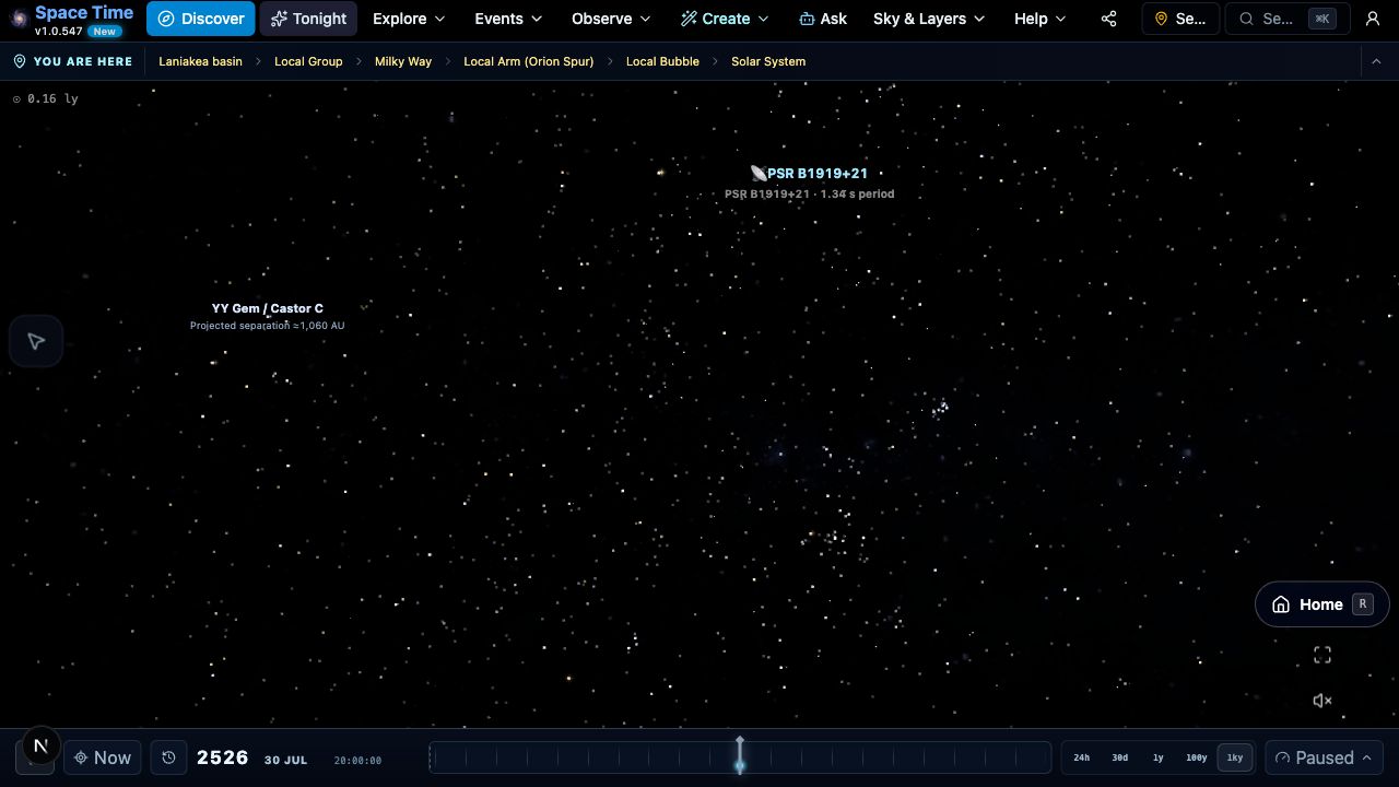 The spatial star catalog at the year 2526