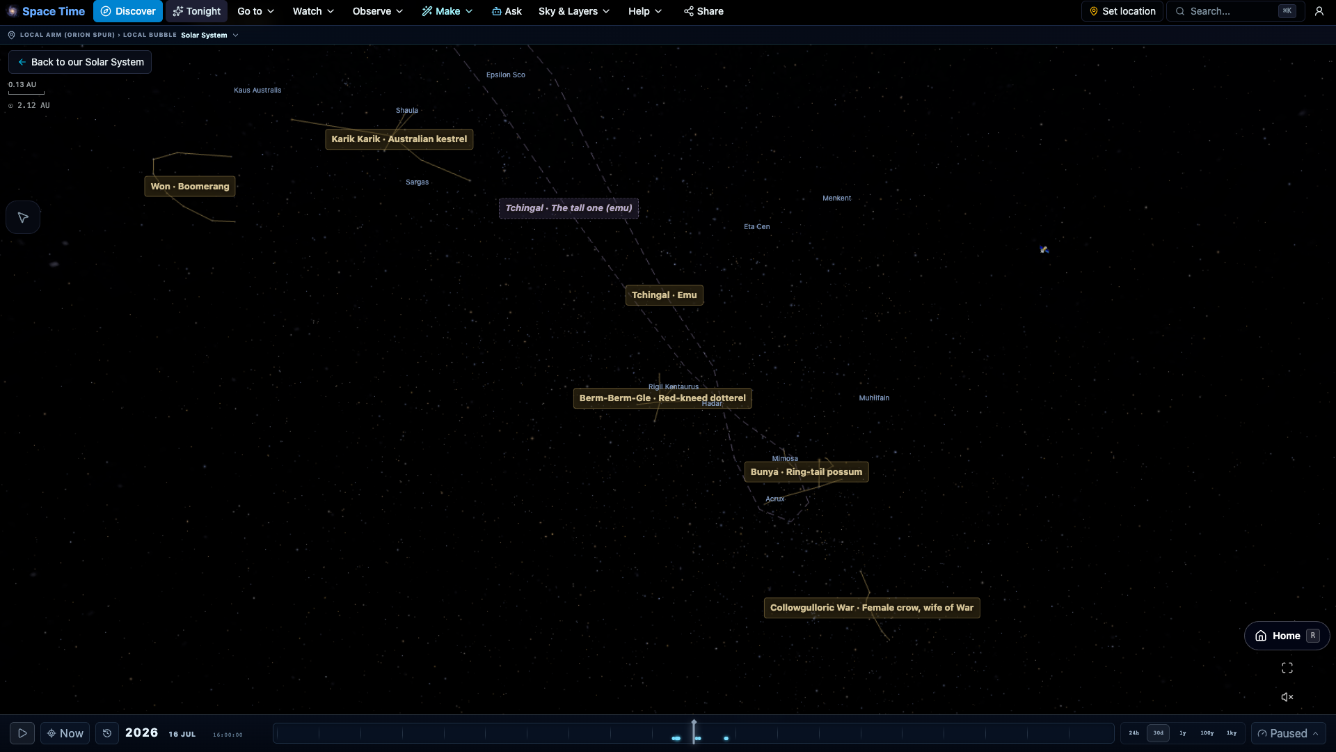 Boorong sky culture figures including the dark Emu constellation