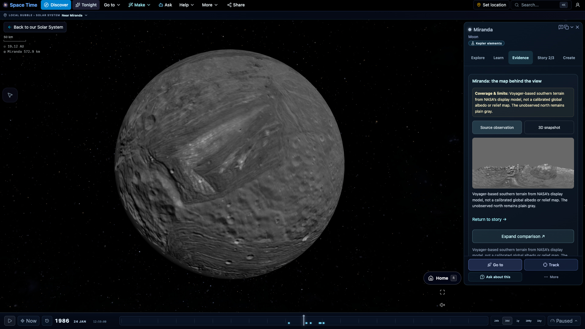 See what the images can tell us — Inspect source maps, credits and coverage limits beside the world. Explore and Evidence use the same appearance descriptions as the public evidence pages.