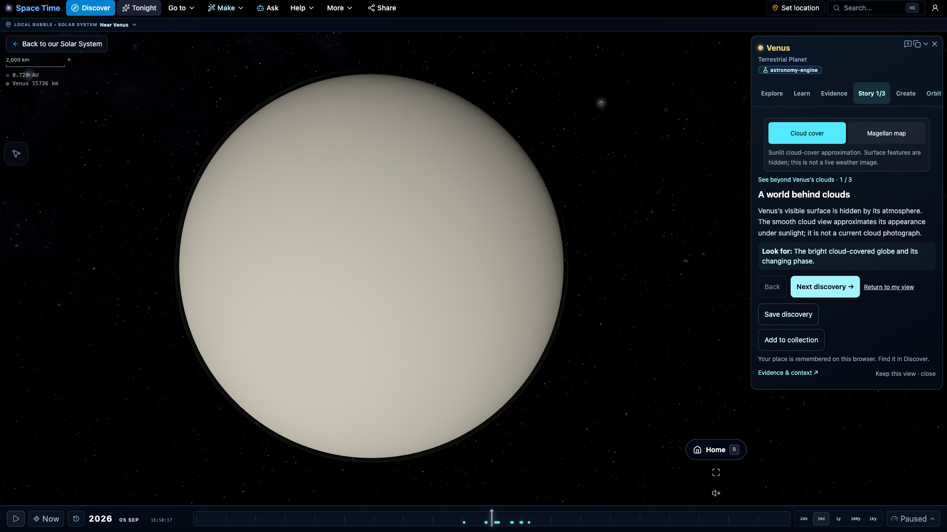 Look beyond Venus’s clouds — Visit the cloud-covered globe, then examine Magellan’s microwave emissivity map and its missing measurements.