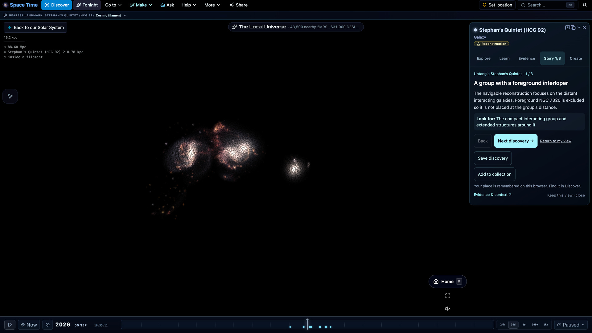 Untangle Stephan’s Quintet — Explore the distant interacting galaxies, then use Webb’s image to distinguish the foreground galaxy from the group.