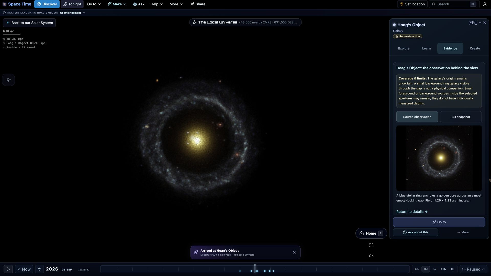 Hoag’s Object in Space Time