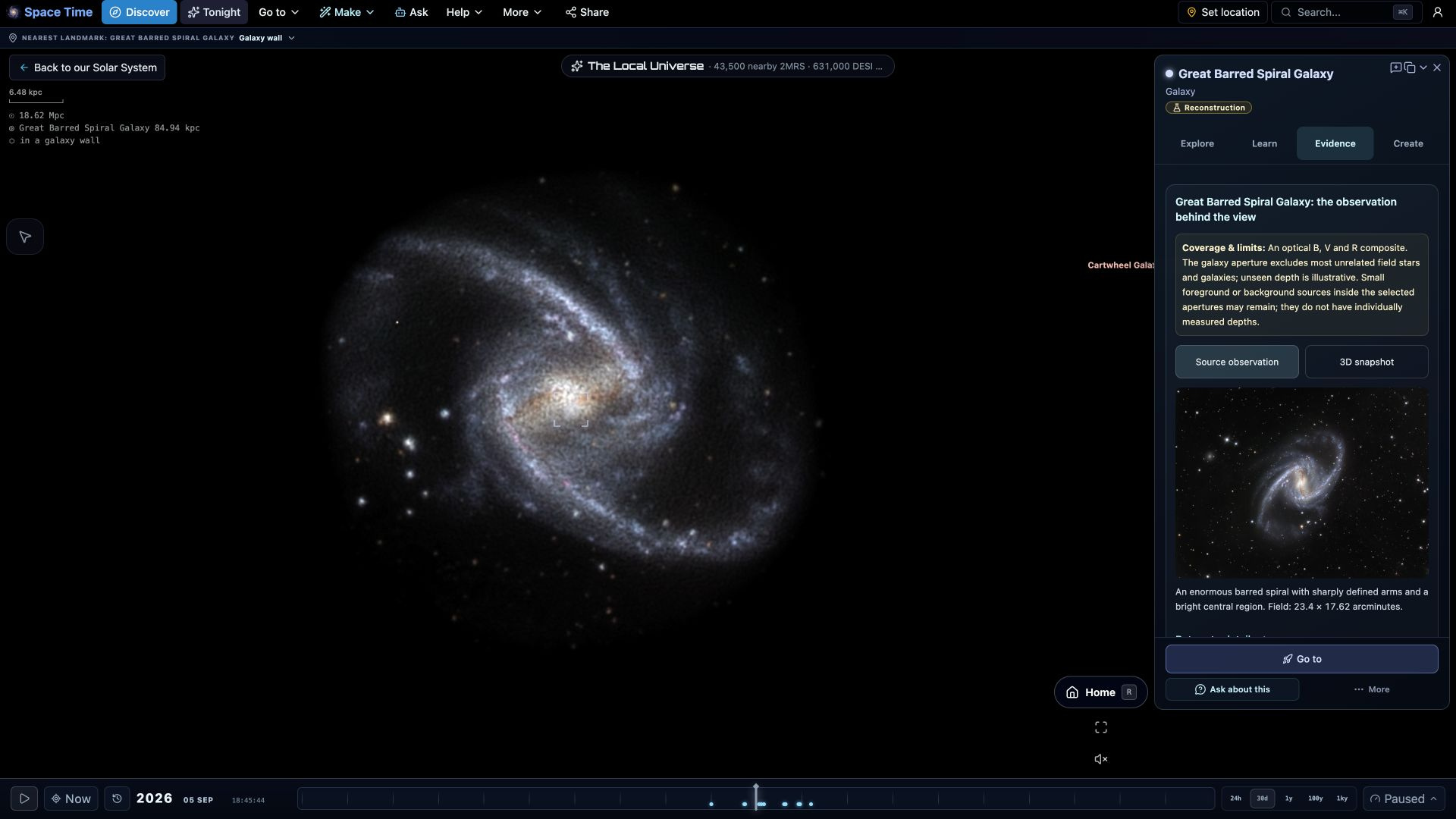 Great Barred Spiral Galaxy in Space Time