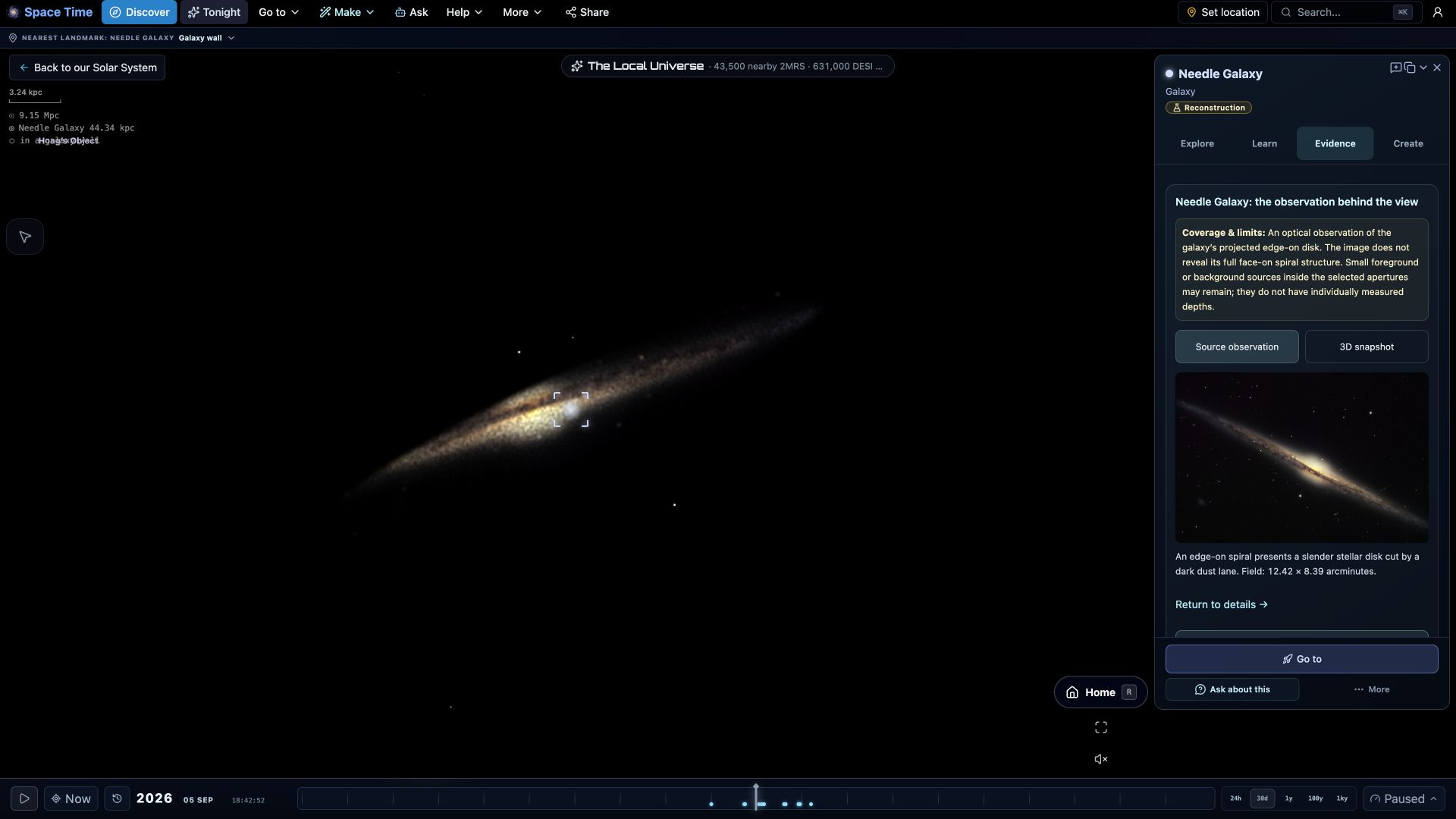 Needle Galaxy in Space Time