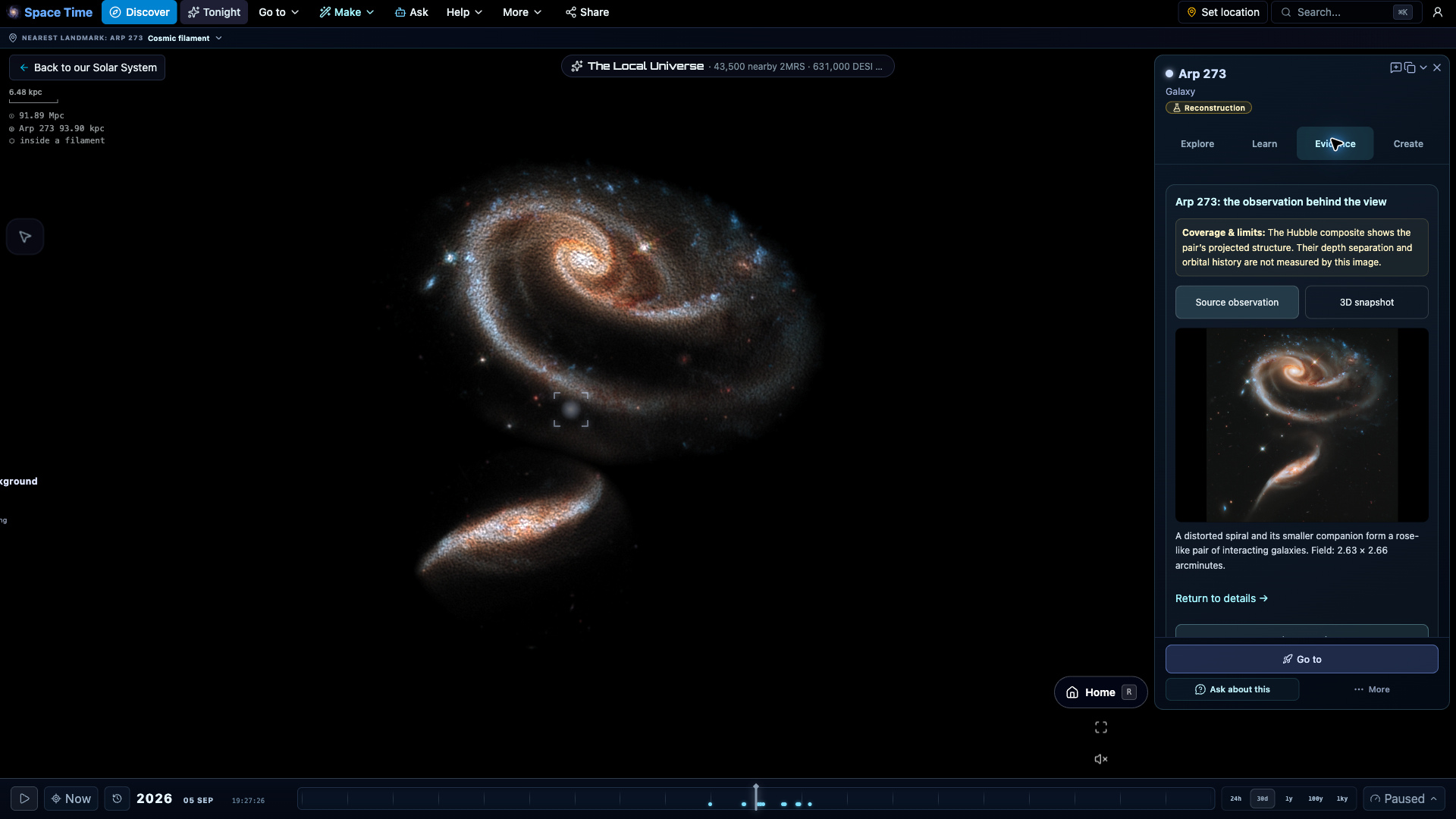 Arp 273 in Space Time