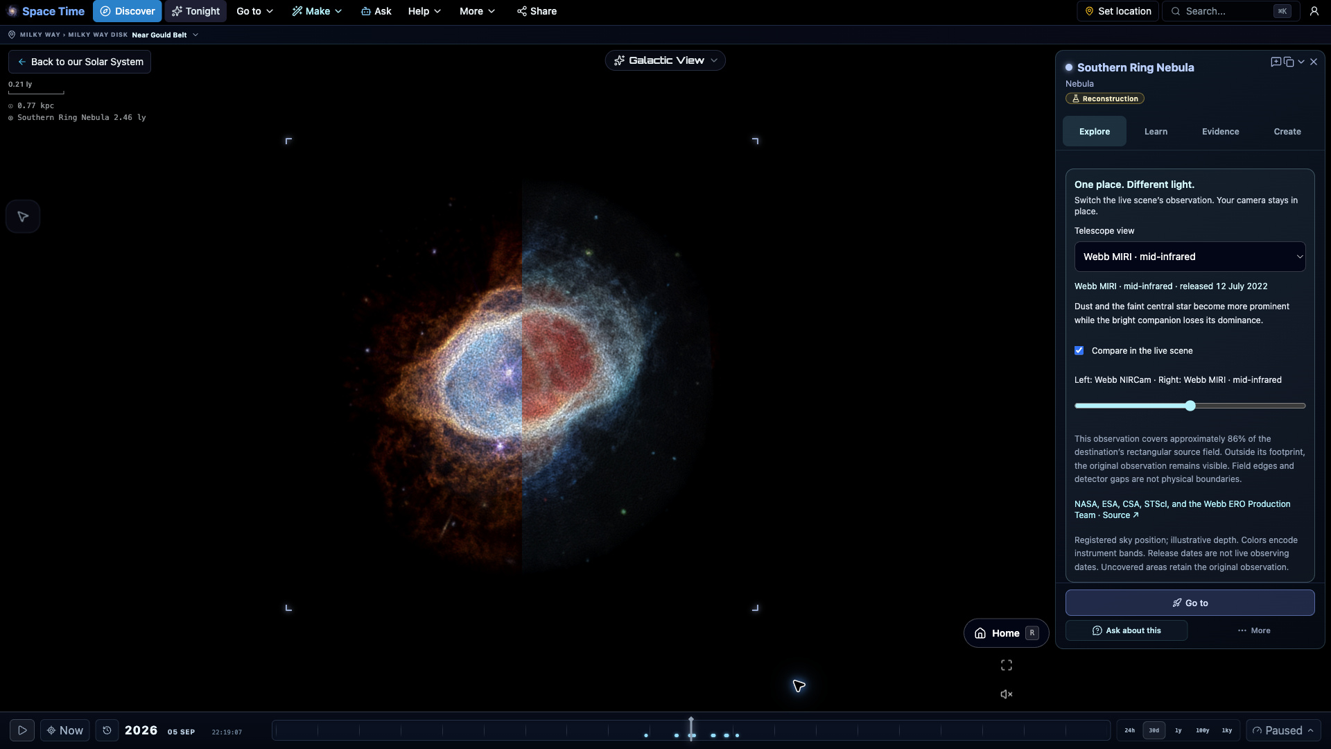 Southern Ring Nebula: live telescope comparison