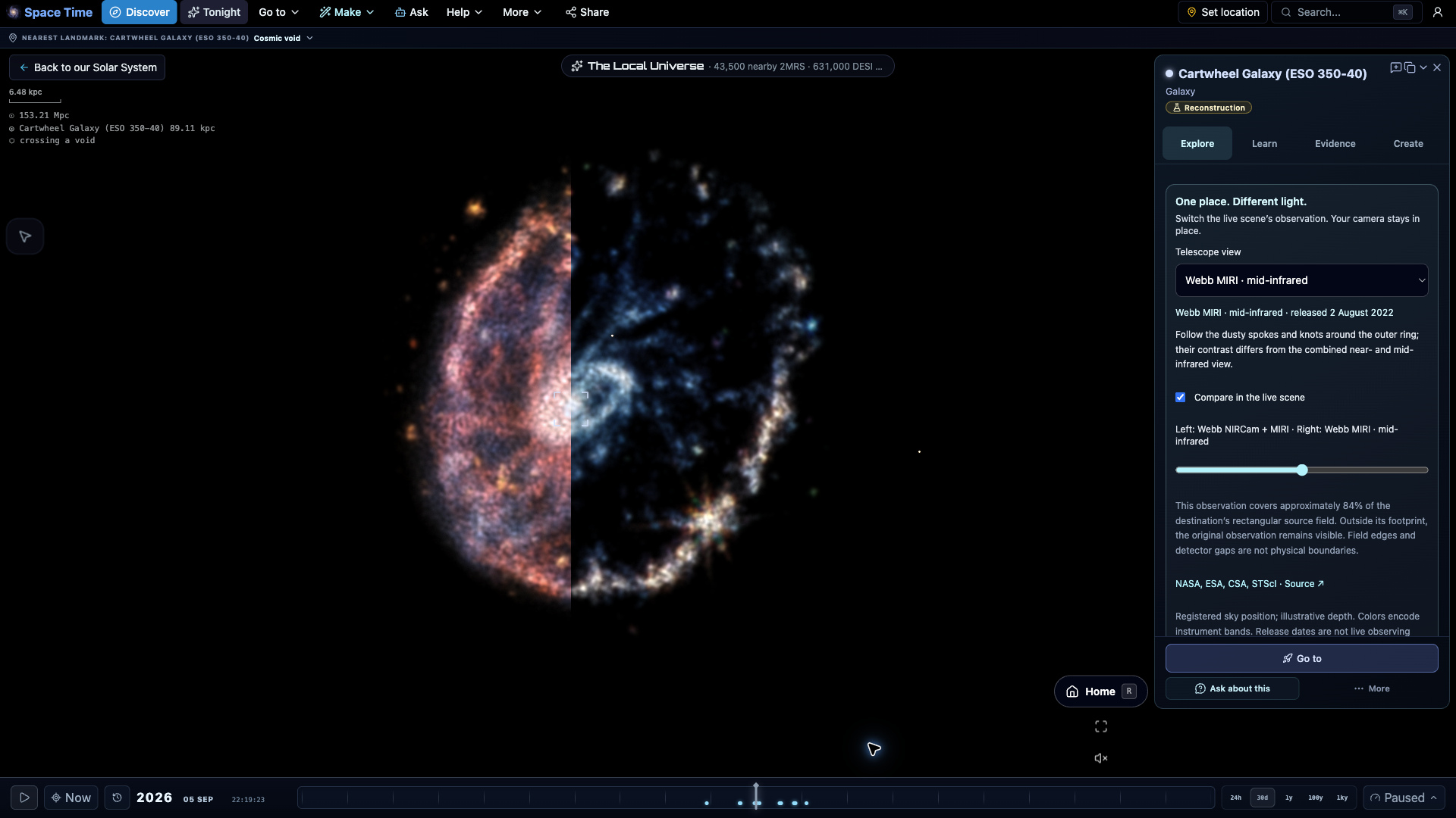 Cartwheel Galaxy (ESO 350-40): live telescope comparison