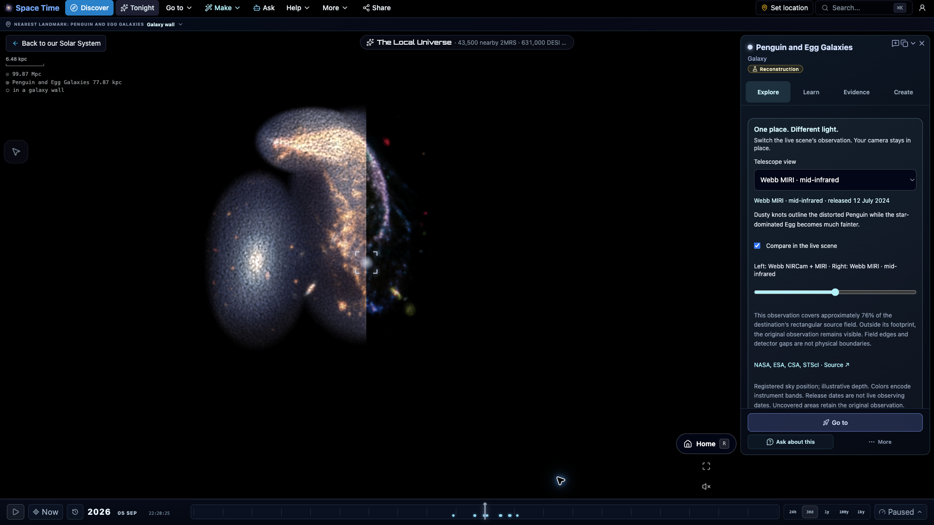 Penguin and Egg Galaxies: live telescope comparison
