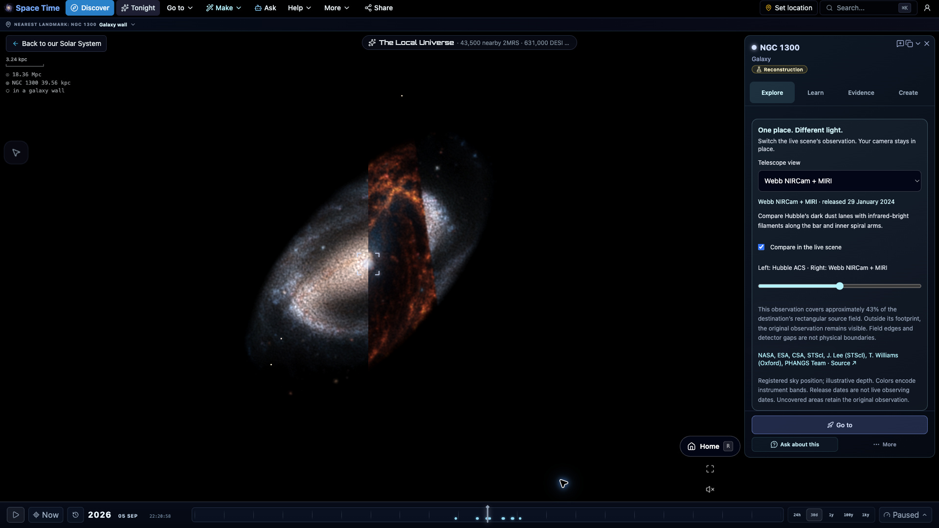 NGC 1300: live telescope comparison