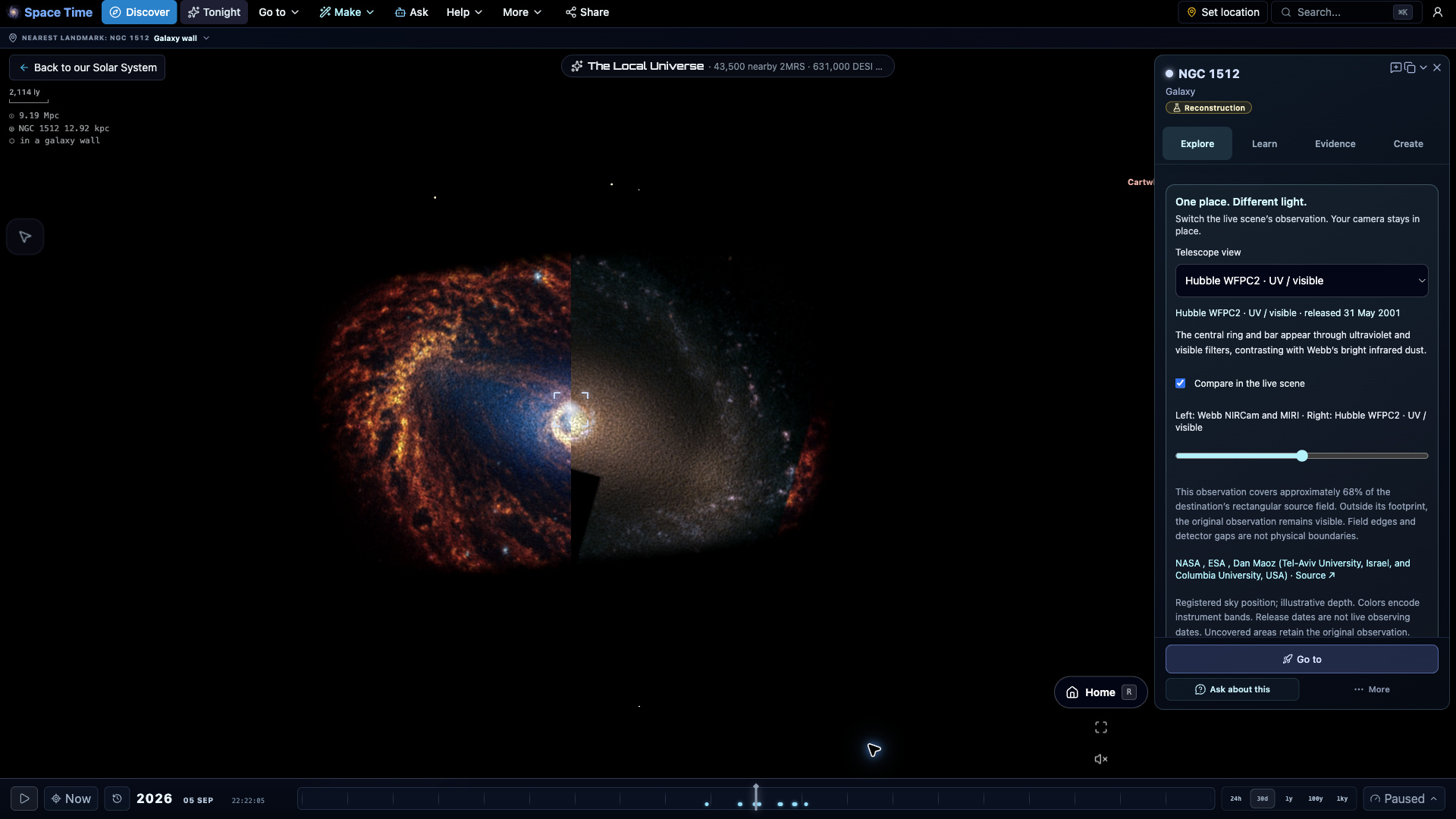 NGC 1512: live telescope comparison