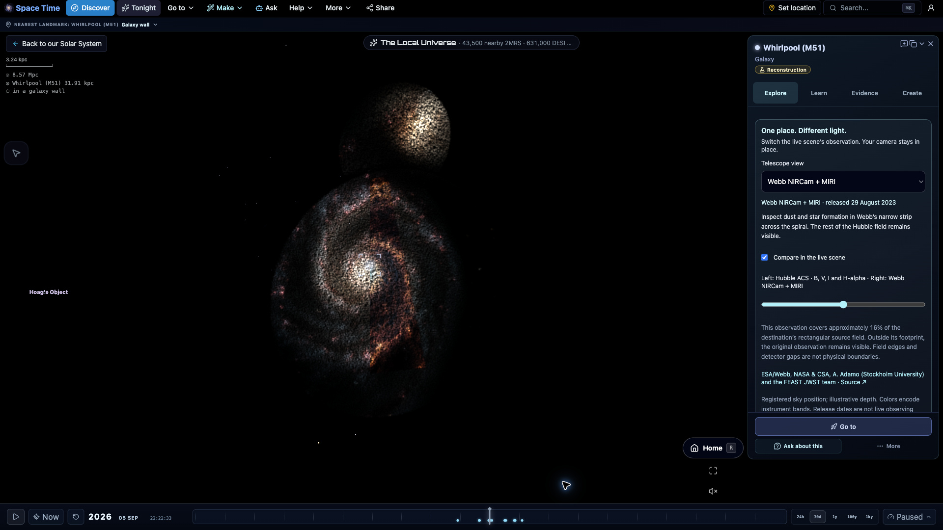 Whirlpool (M51): live telescope comparison