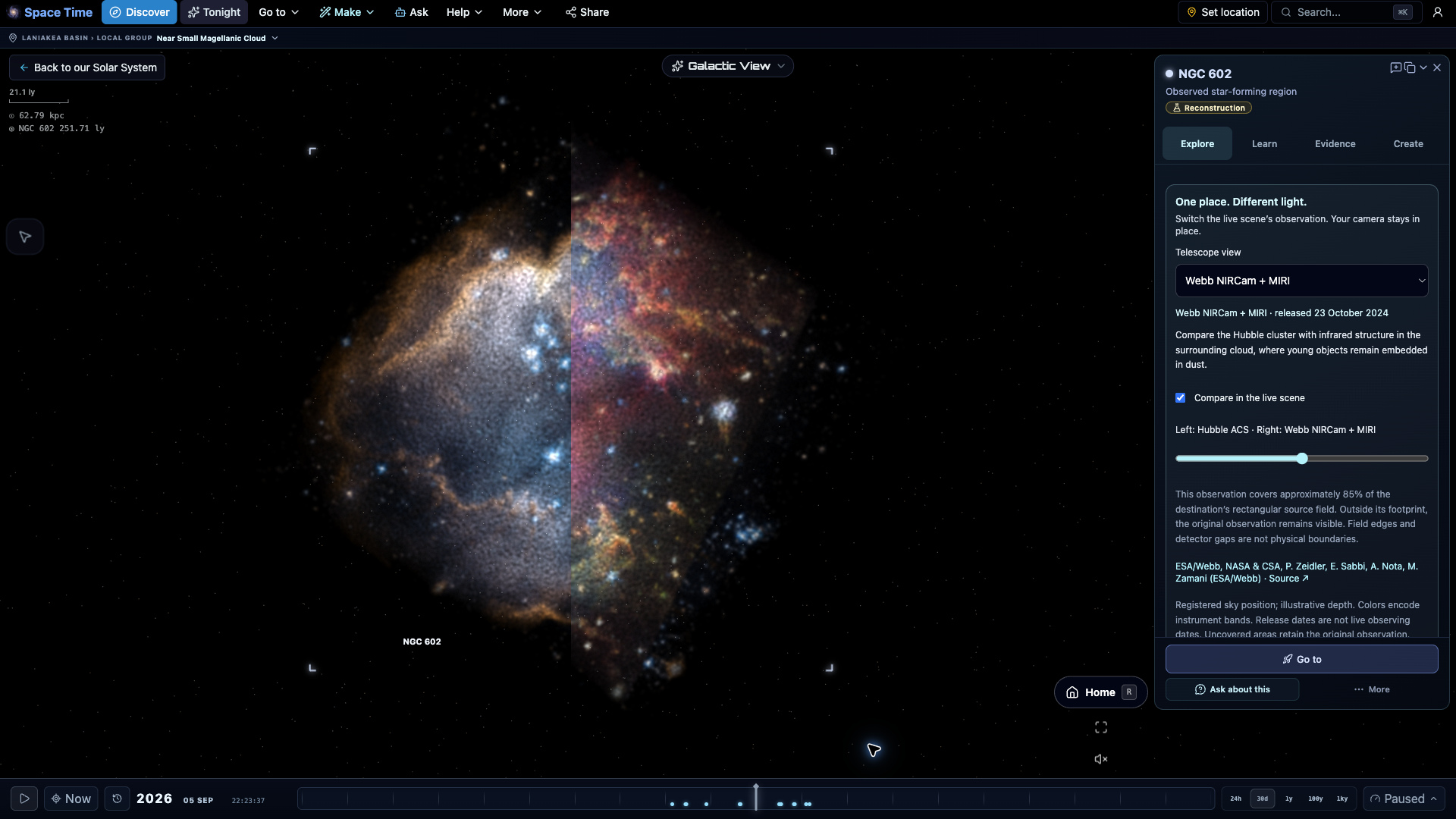 NGC 602: live telescope comparison