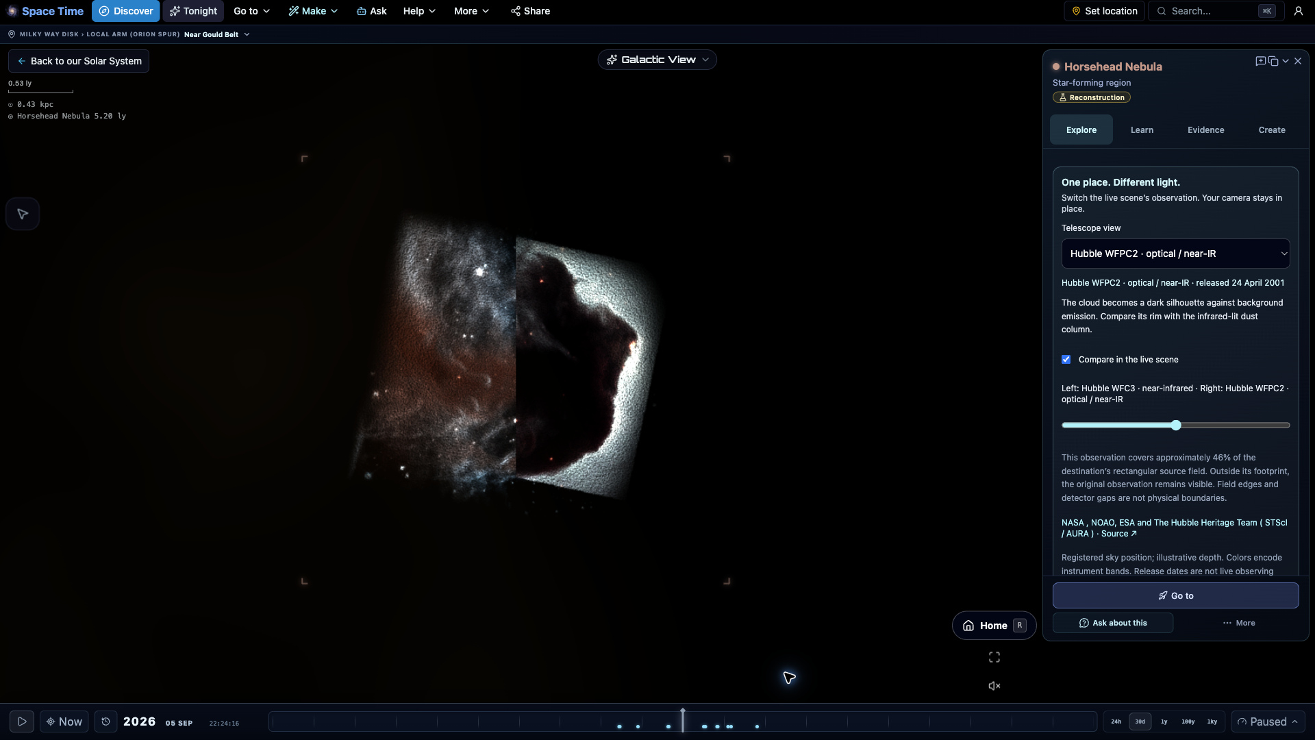 Horsehead Nebula: live telescope comparison