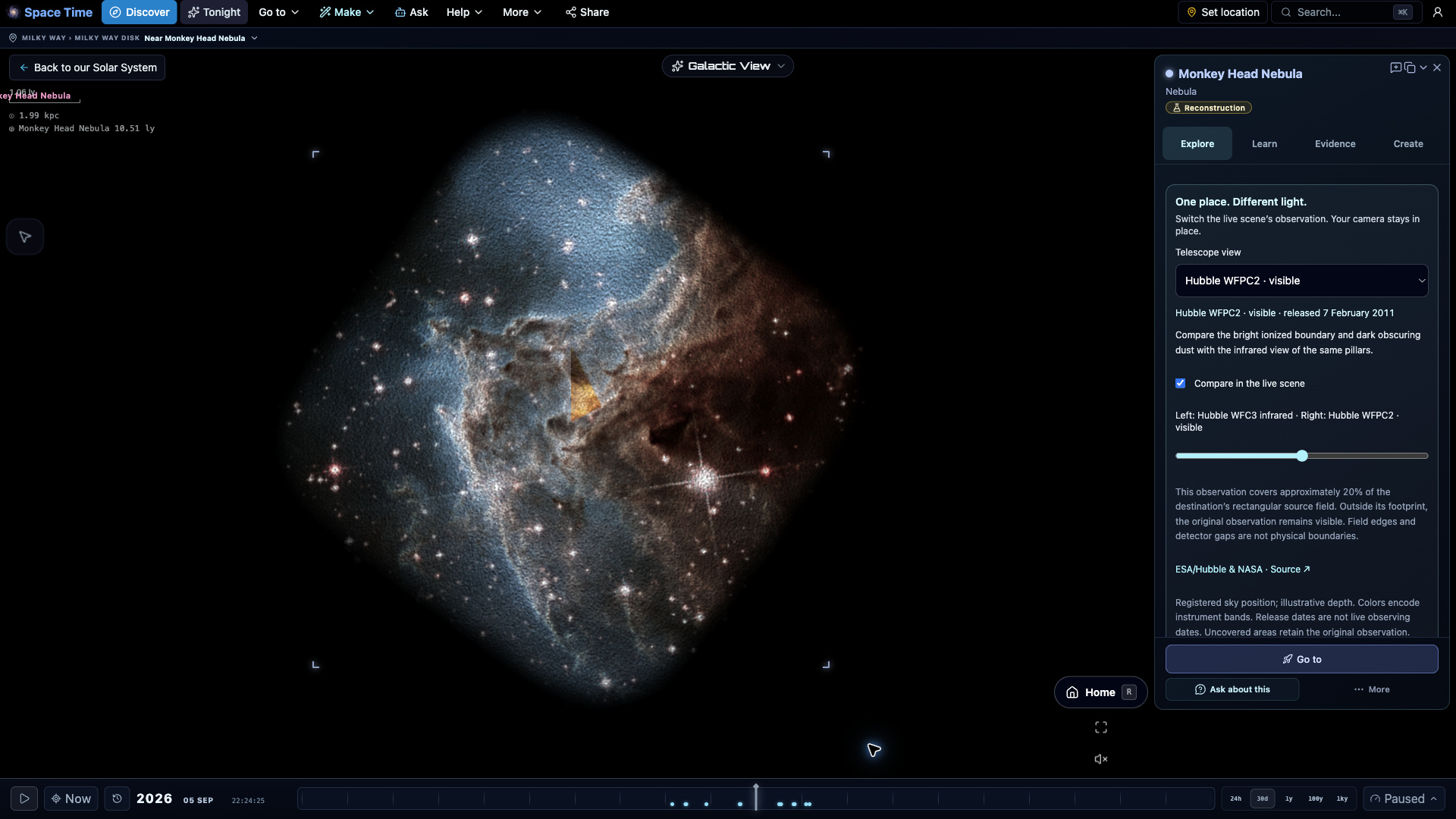 Monkey Head Nebula: live telescope comparison