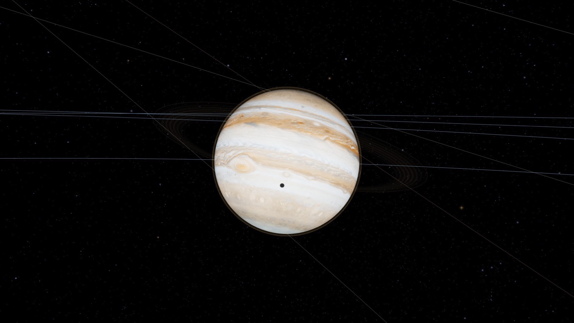 Europa's shadow crossing Jupiter's cloud tops during a shadow transit