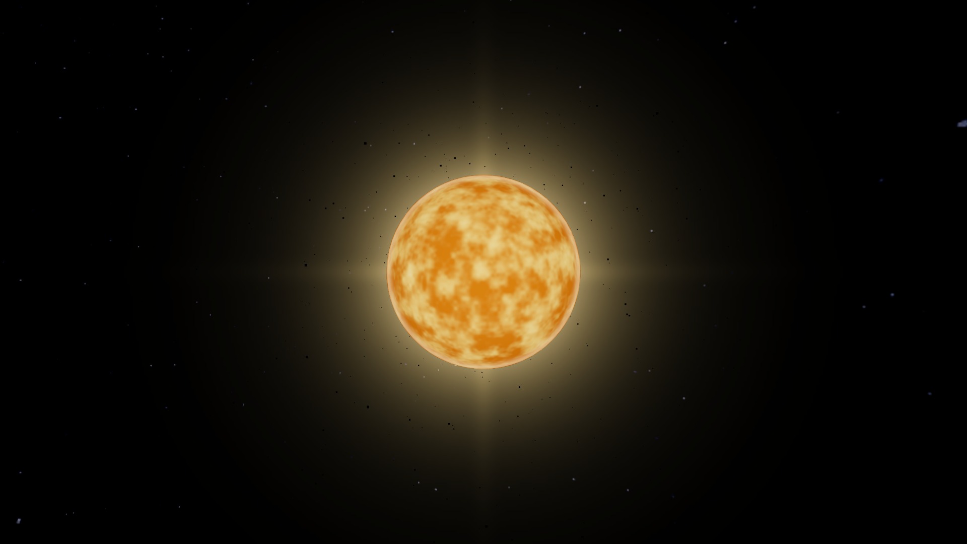 A close-up of Betelgeuse showing its orange-red seething surface and glare