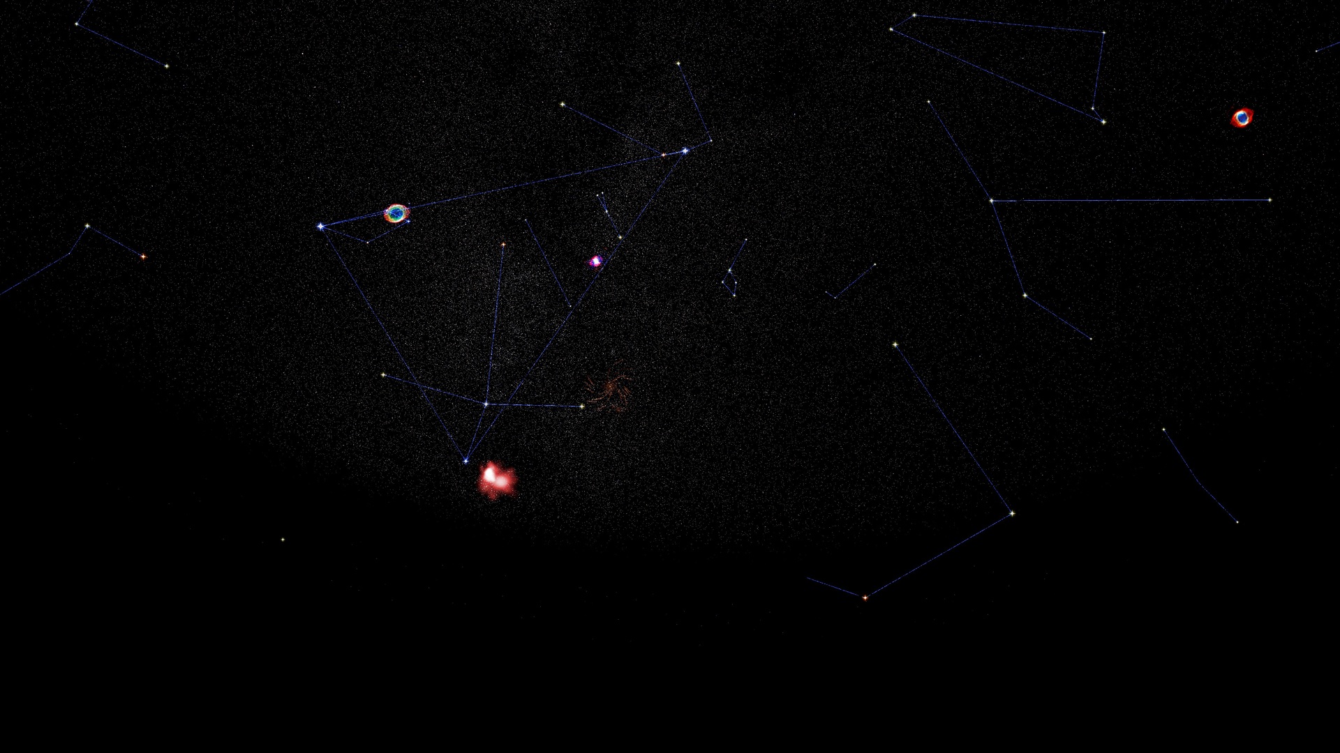 The night sky from a dark site filled with stars, the Milky Way and constellations